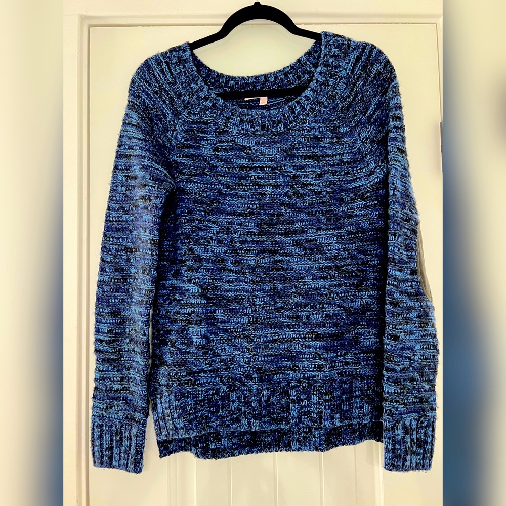 Victorias Secret Chunky Knit Sweater Blue Elbow Patch Size SP